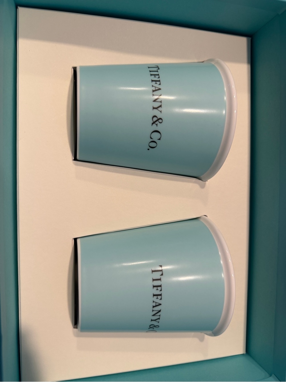 Tiffany & Co. Robin's Egg Blue Ceramic Cup Pair
